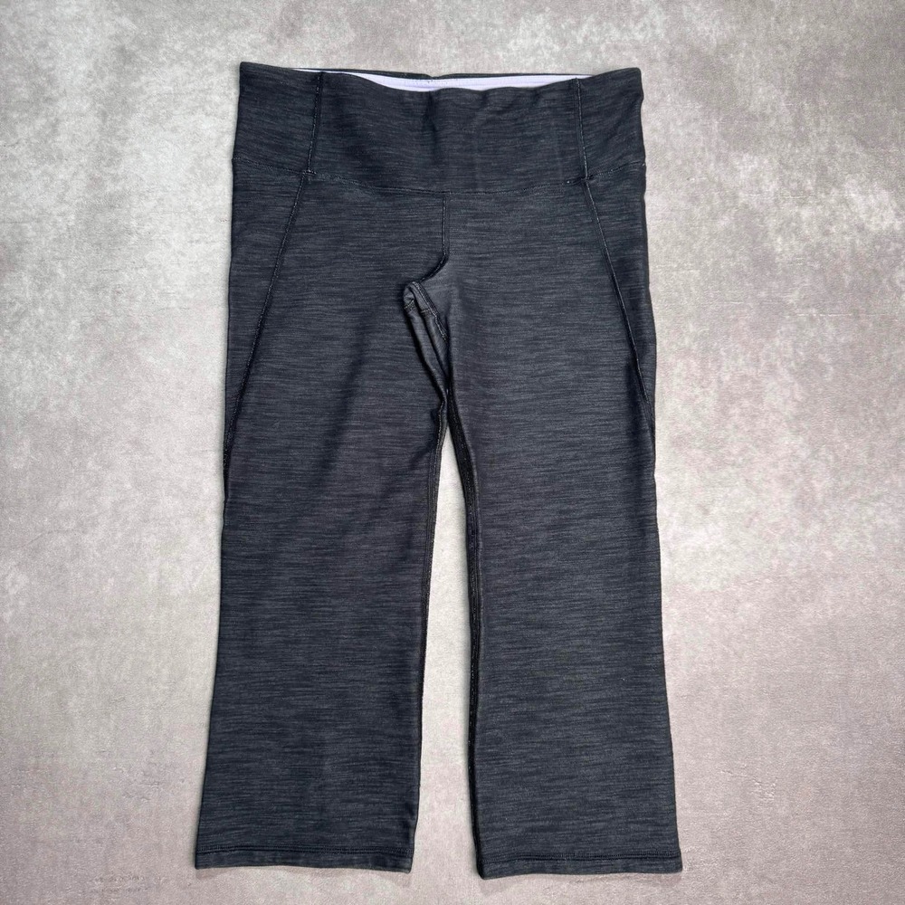 Lululemon Groove Crop Yoga Pants Grey Space Dye Heathered Split Hem Womens 30x20